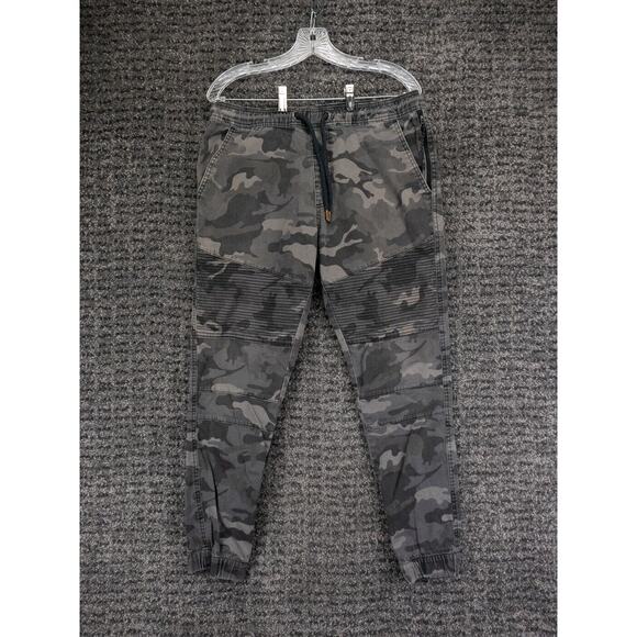 Indigo Beast Other - Indigo Beast Pants Mens Medium Gray Camo Jogger Elastic Waist Stretch Moto Style